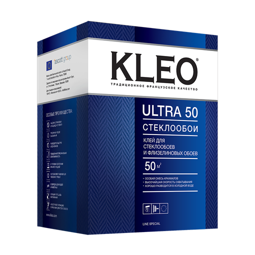 Клей обойный,  для стеклообоев и флизелиновых  KLEO ULTRA 50