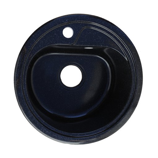 Мойка для кухни Агата AG1C1 черная круглая кварцевая глянцевая 450*190 мм