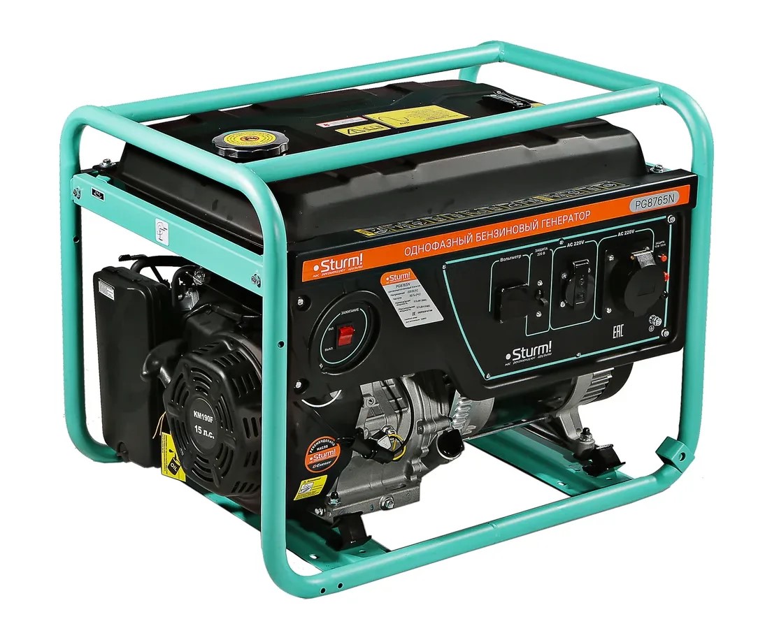 Бензогенератор STURM PG8765N 6500ВА, AVR, ручной старт, 73кг