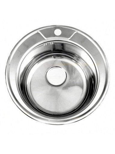 Мойка кухонная диаметр 51 см врезная круглая с сифоном
