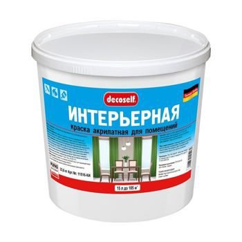 Краска водоэмульсионная Decoself интерьерная белая морозостойкая 25,5 л = 40 кг
