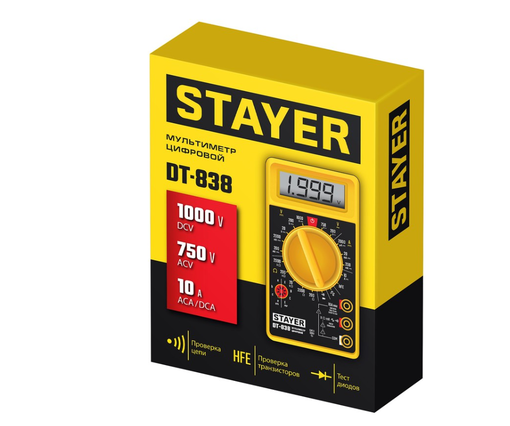 Цифровой мультиметр STAYER  DT-838