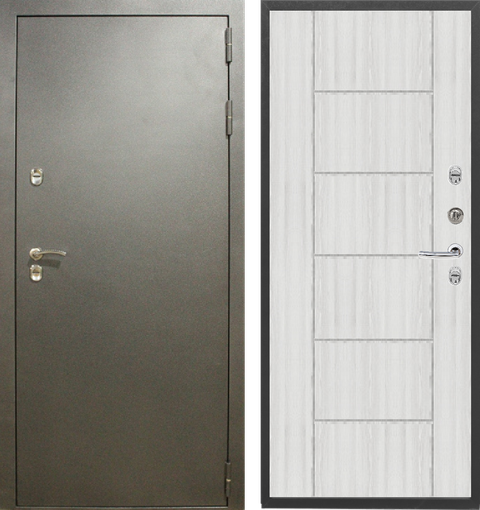 Дверь входная Монолит Термо Антик серебро Ривьера айс 960 левая