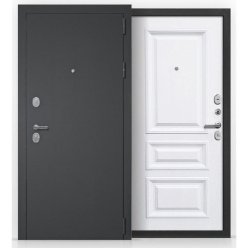 Дверь входная Кристел черный муар с блестками Версаль без вензелей дуб беловежский 860 правая