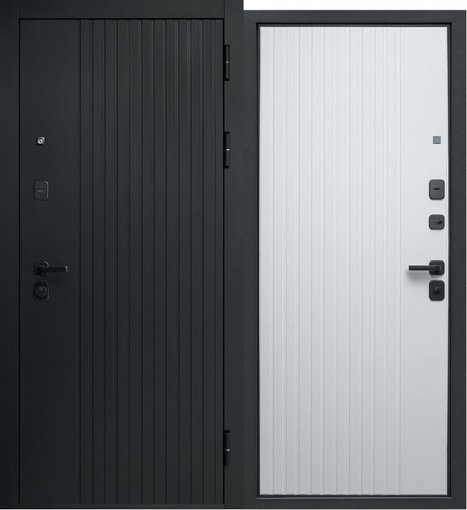 Дверь входная 9 см мдф/мдф Вертикаль сатин черный 860 мм левая