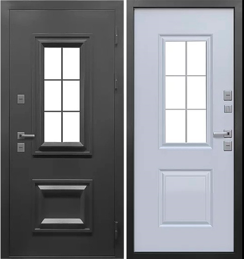 Дверь входная Протерма 3D Стеклопакет Букле графит Эмалит серый 960 мм левая
