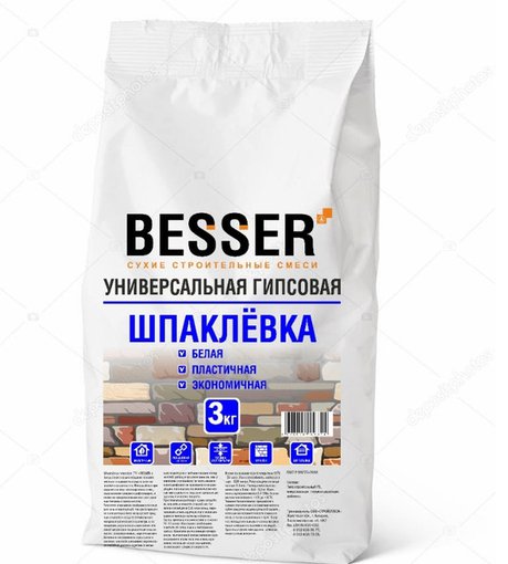 Шпаклевка гипсовая универсальная белая 3 кг BESSER