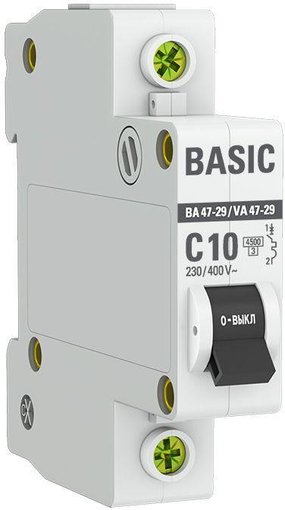 Автоматический выключатель 1Ф 10 А  ВА 47-29 С EKF Basic